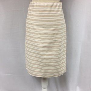 Ann Taylor Cream & Beige Stripe Pencil Skirt